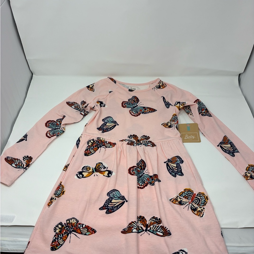Bixby Nomad Butterfly Print Pink Kids Dress